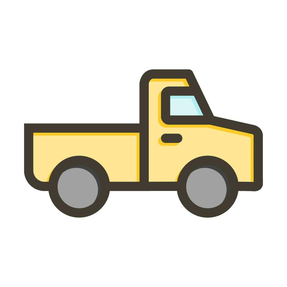 Pickup Truck Vector Thick Line Filled Colors Icon Design