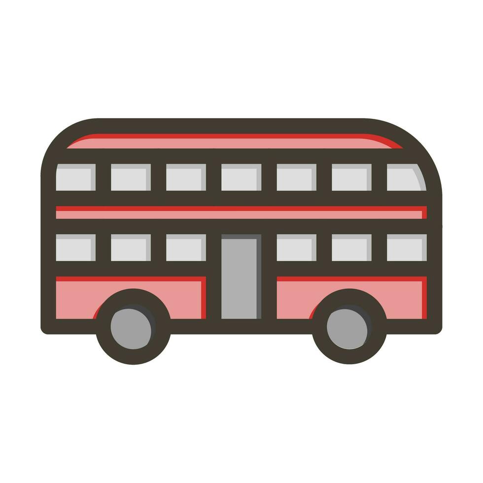 Double Bus Vector Thick Line Filled Colors Icon Design