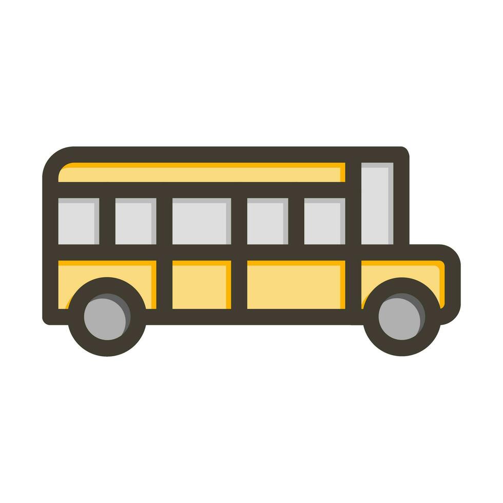 School Bus Vector Thick Line Filled Colors Icon Design