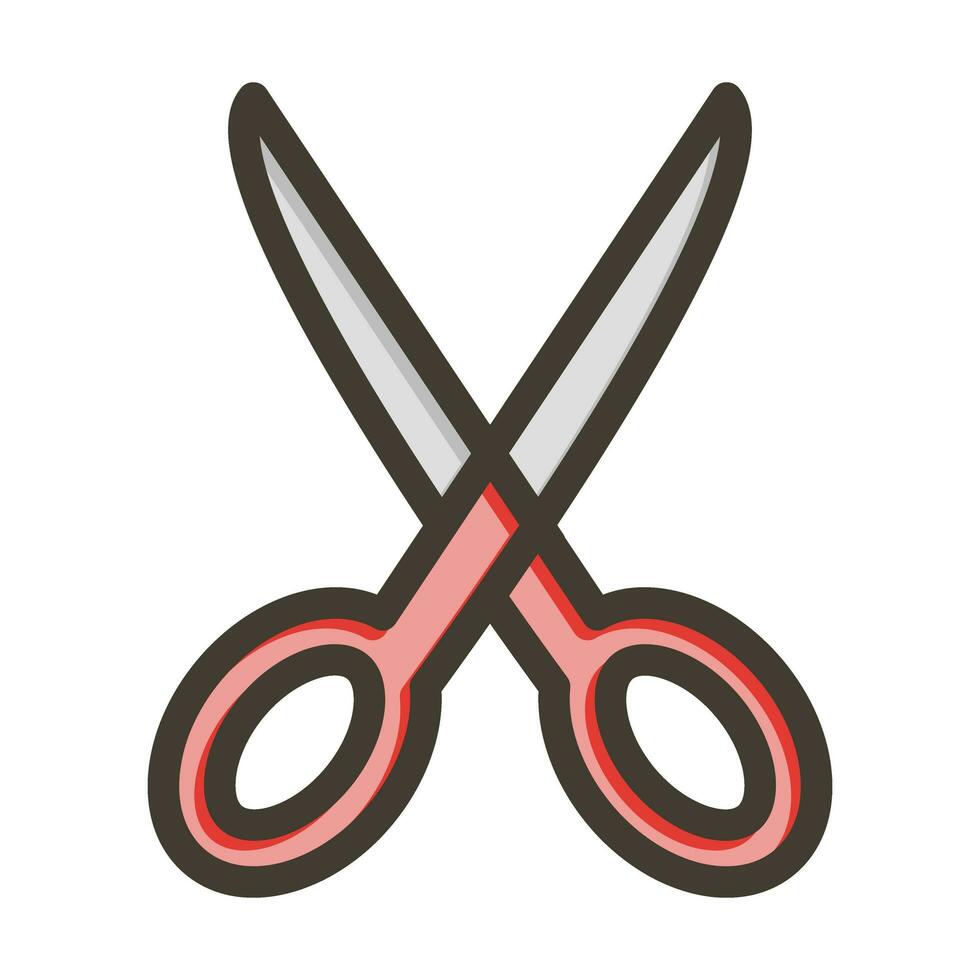 Scissors Vector Thick Line Filled Colors Icon Design