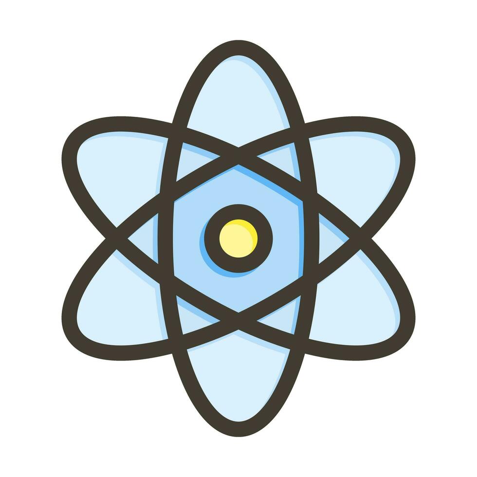 Atom Vector Thick Line Filled Colors Icon Design