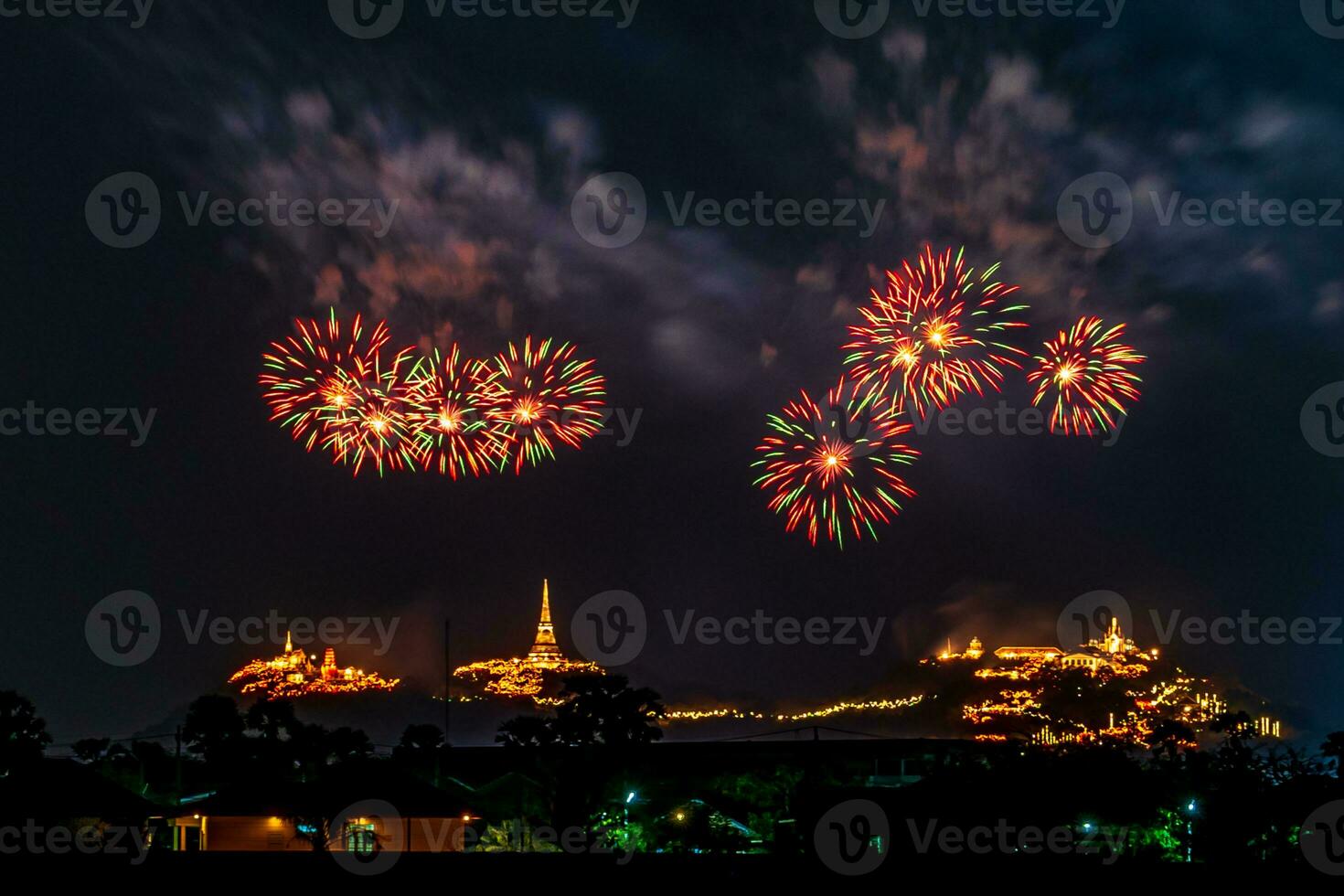 fireworks celebration in the dark sky photo