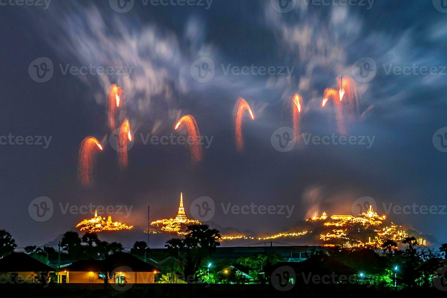 fireworks celebration in the dark sky photo