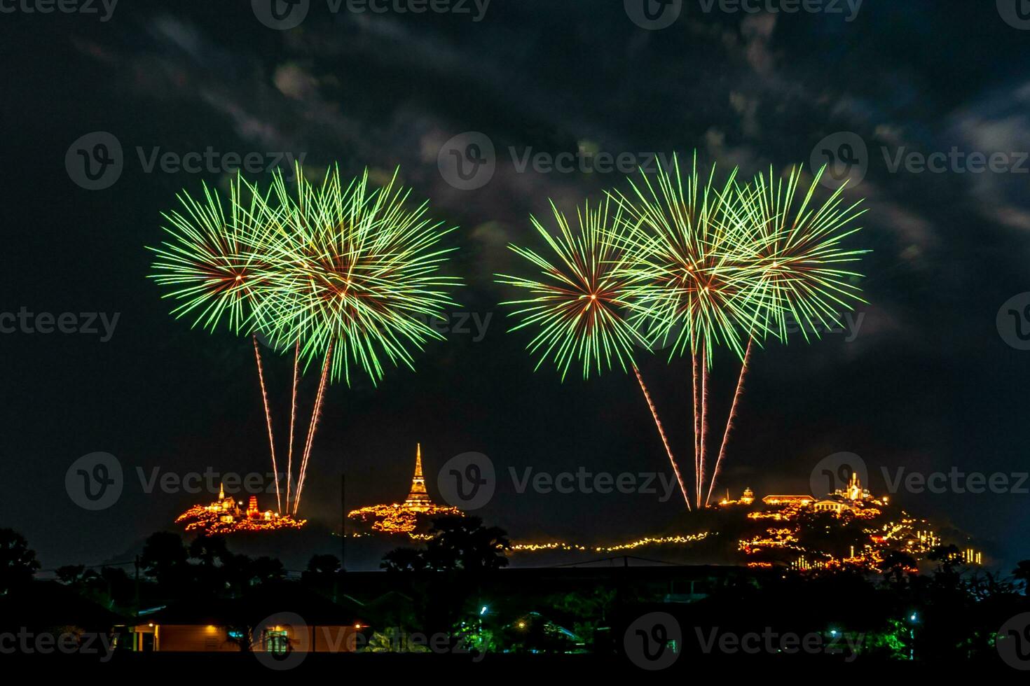 fireworks celebration in the dark sky photo
