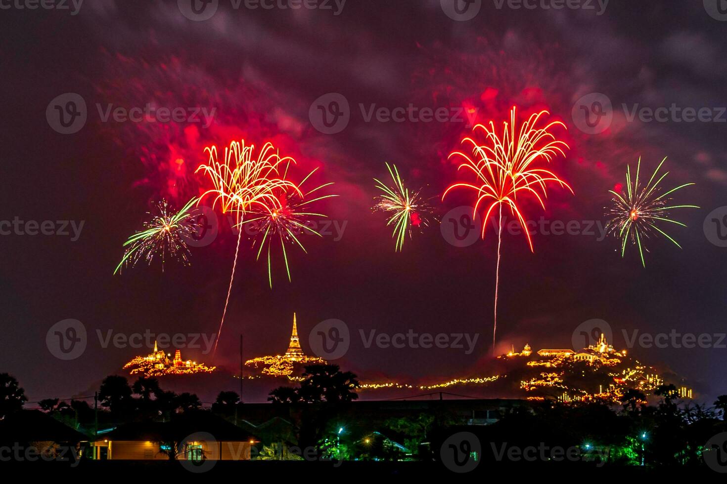 fireworks celebration in the dark sky photo