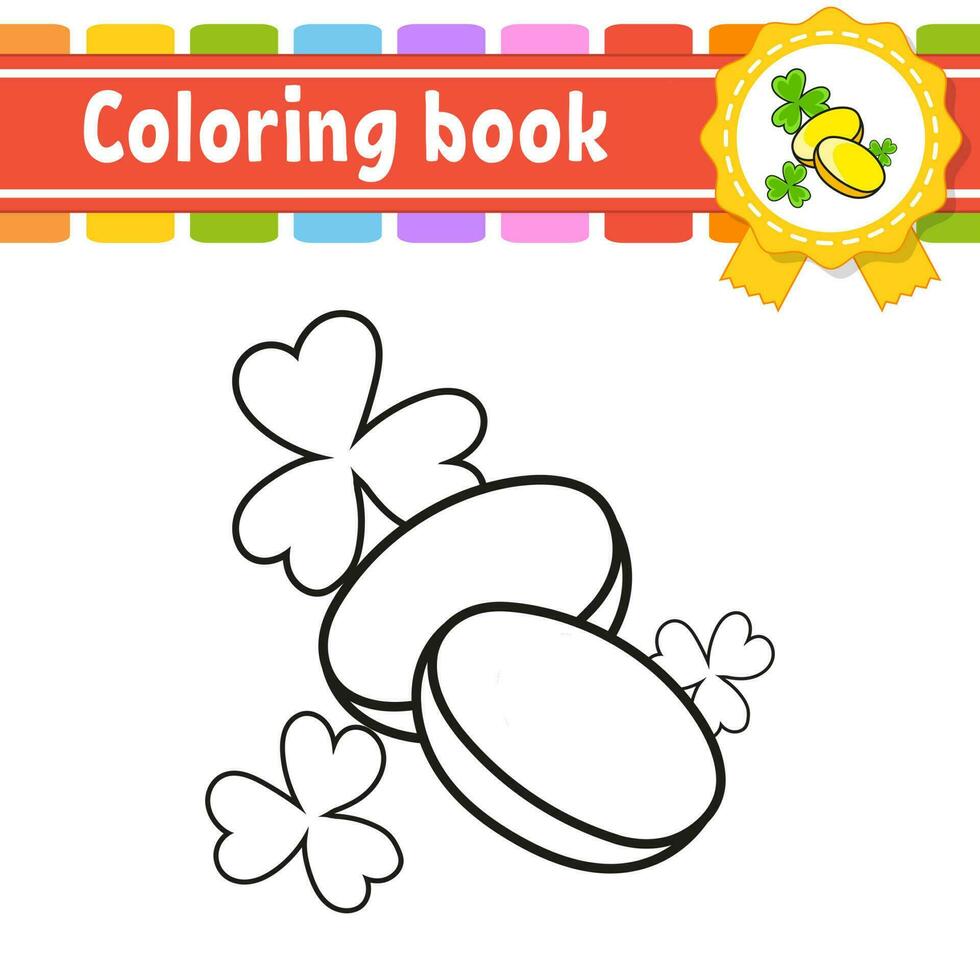 Coloring book for kids. Cheerful character. Cute cartoon style. Black contour silhouette. Isolated on white background. Vector illustration.