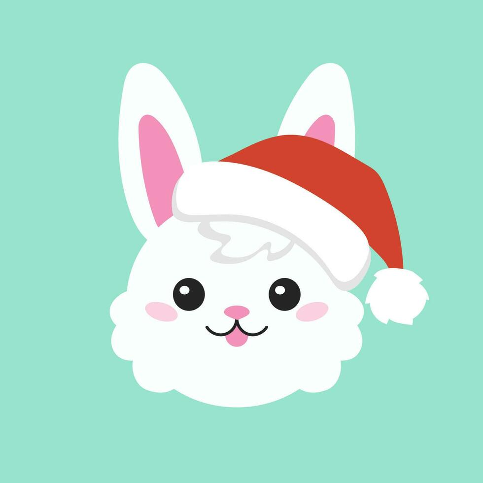 Cartoon character christmas rabbit. Colorful vector illustration. Isolated on color background. Design element. Template for your design, books, stickers, cards.