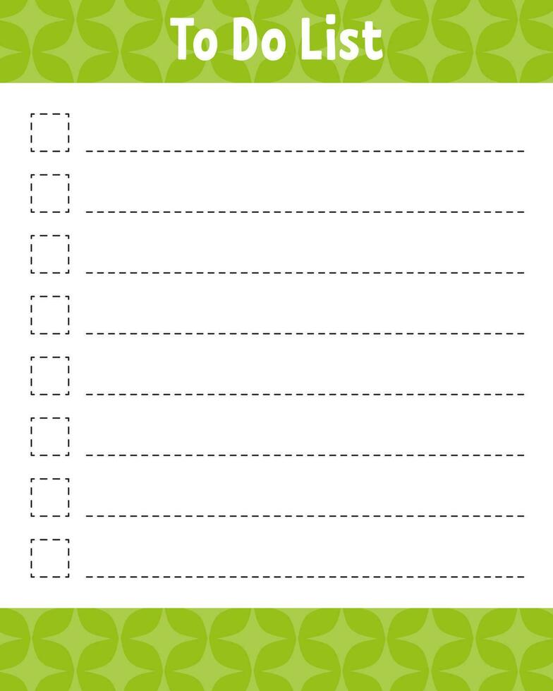 To do list. Printable template. Lined sheet. Handwriting paper. For diary, planner, checklist, wish list. Vector illustration.