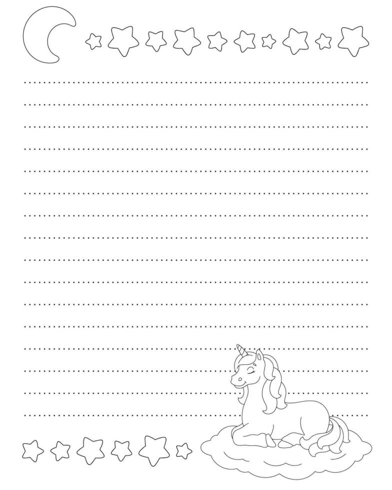 Lined sheet template. Handwriting paper. For diary, planner, checklist, wish list. Vector illustration isolated on white background.