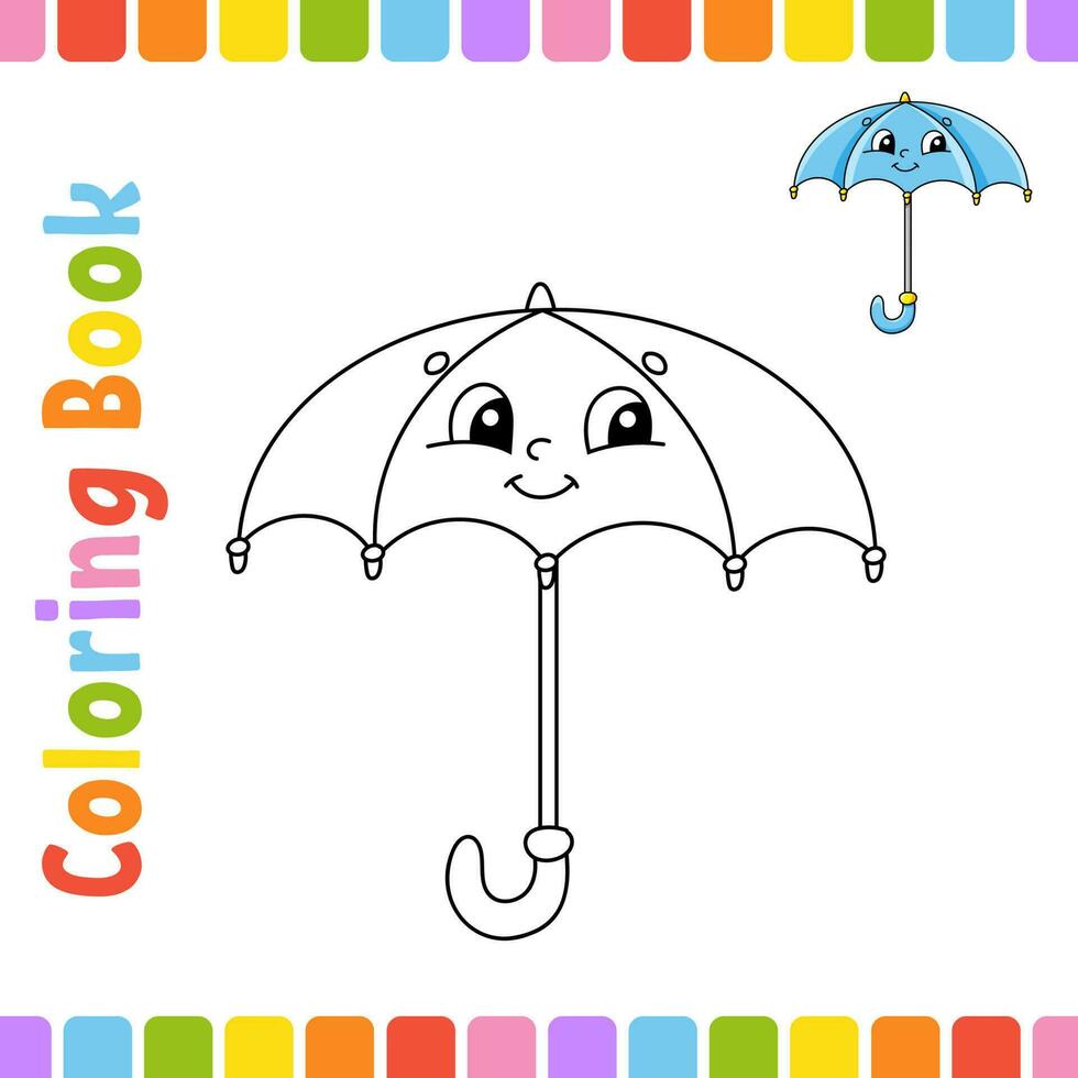 libro para colorear para niños. carácter alegre. lindo estilo de dibujos animados. página de fantasía para niños. silueta de contorno negro. aislado sobre fondo blanco. ilustración vectorial vector