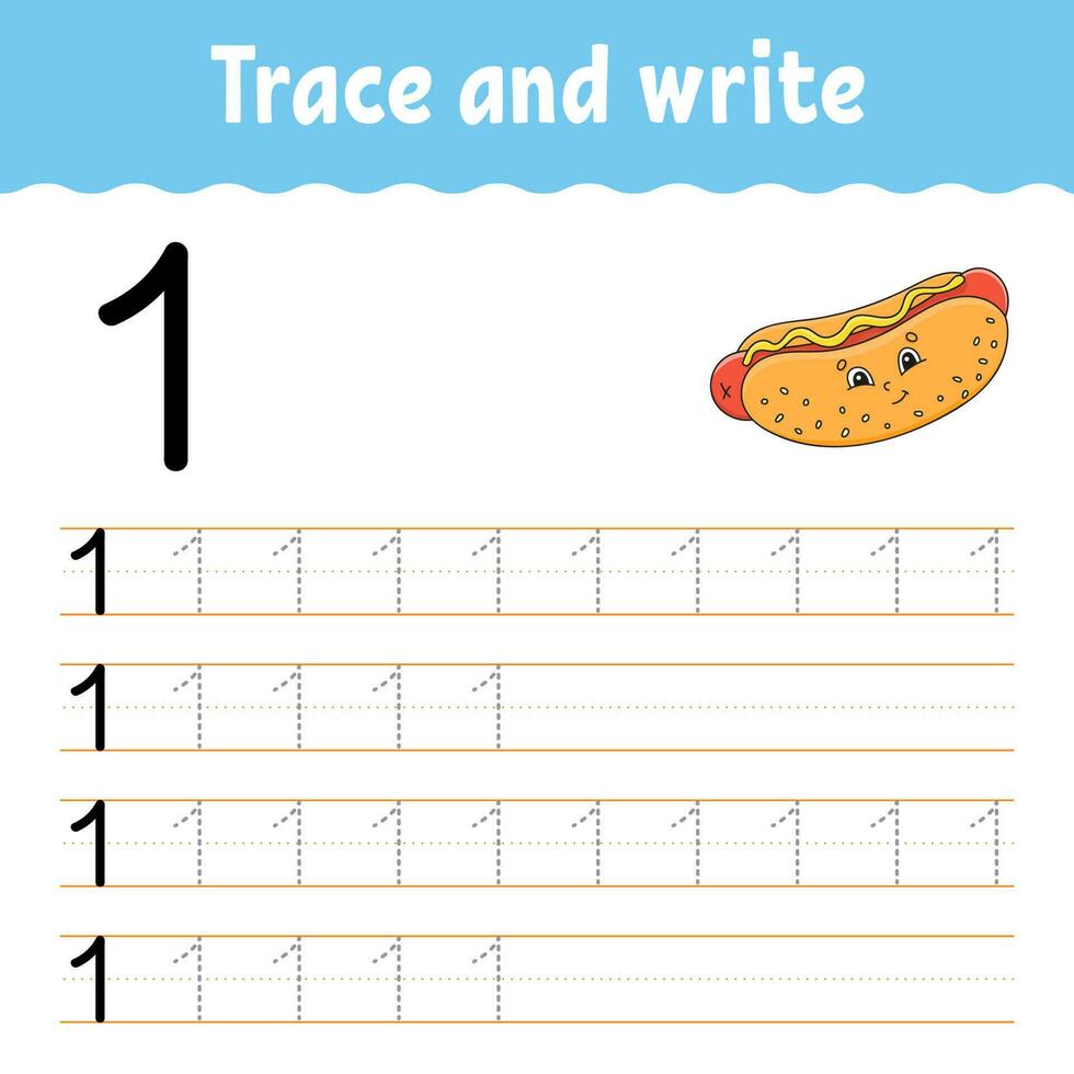 Trace and Write. Handwriting Practice. Learning Numbers for Kids. Education  Developing Worksheet. Activity Page Stock Vector - Illustration of outline,  correct: 174174462