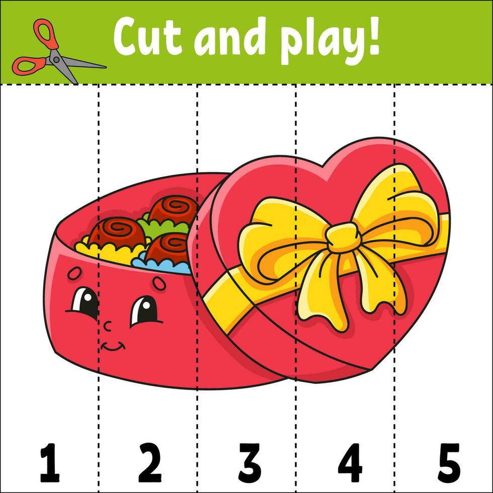 aprendizaje números 1-5. cortar y jugar. educación hoja de cálculo. juego para niños. color actividad página. rompecabezas para niños. vector