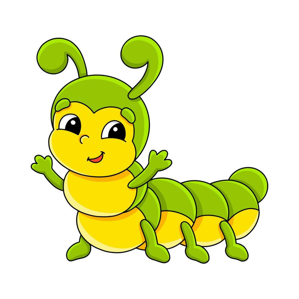 Cartoon character caterpillar. Isolated on white background. Design element. Template for your design, books, stickers, cards. Vector illustration.
