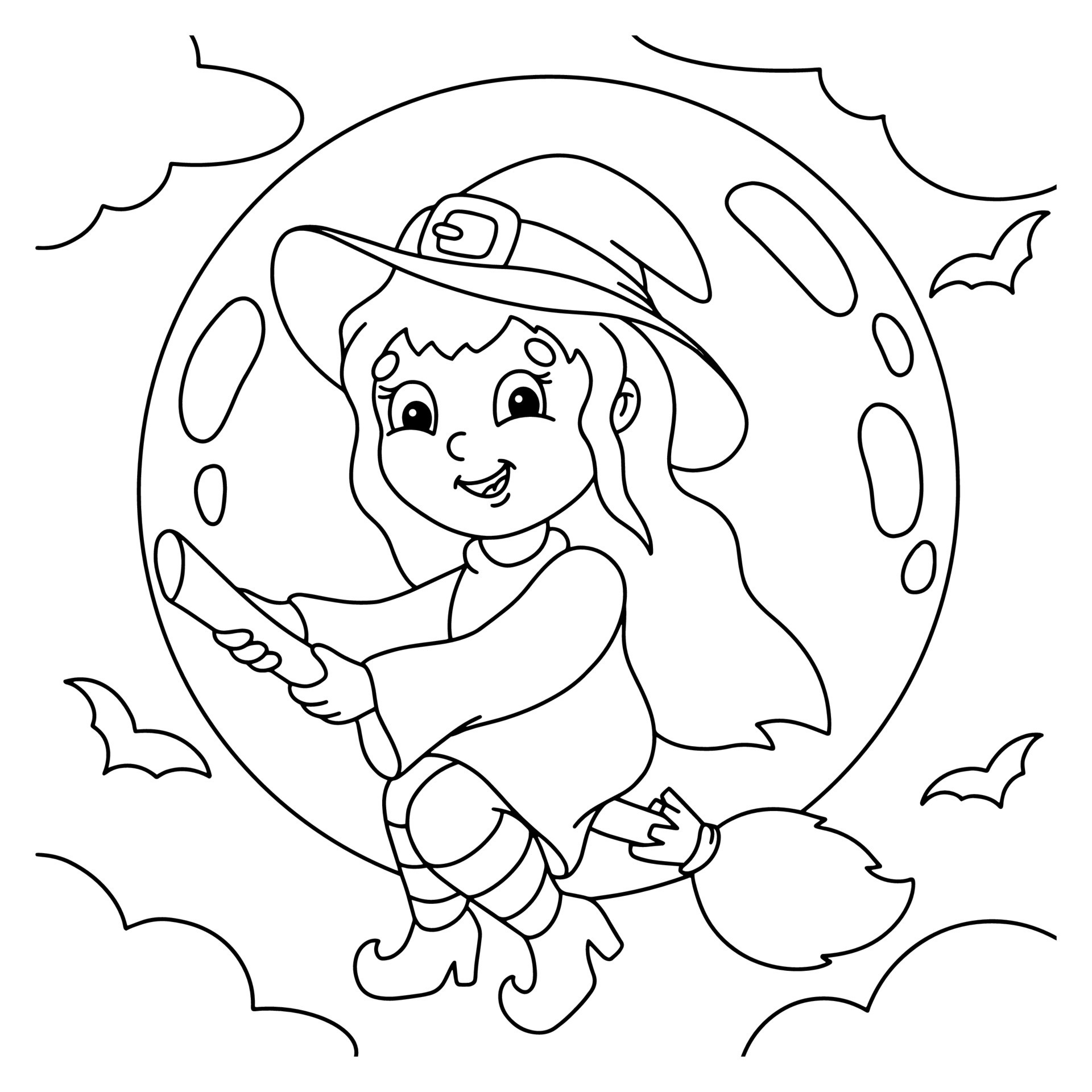 Coloring page for kids. Digital stamp. Cartoon style character ...