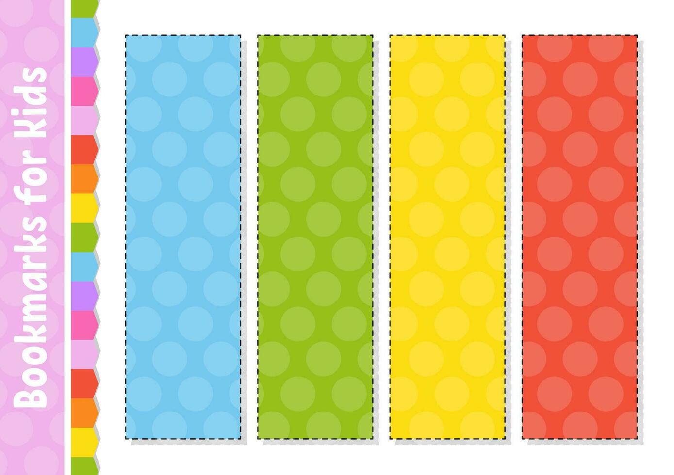 Set of paper bookmarks for books with cute cartoon characters. For kids.  . vector