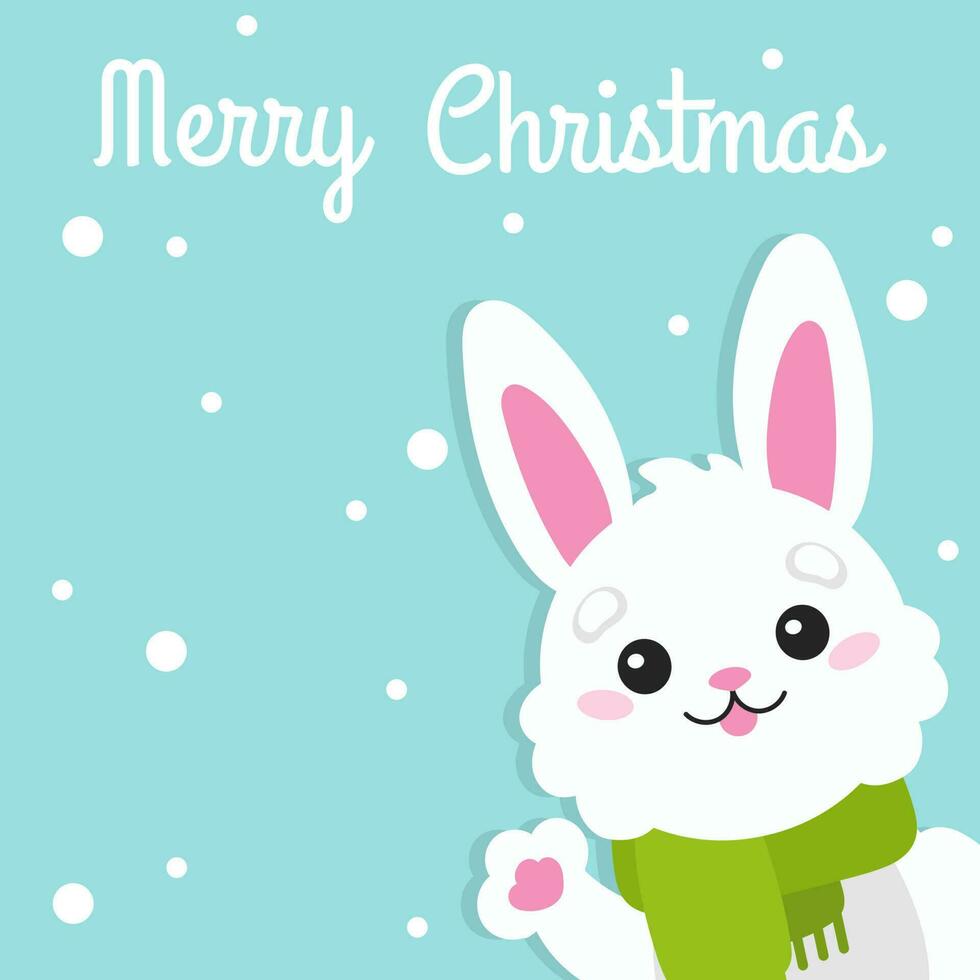 dibujos animados personaje Navidad Conejo. vistoso vector ilustración. aislado en color antecedentes. diseño elemento. modelo para tu diseño, libros, pegatinas, tarjetas