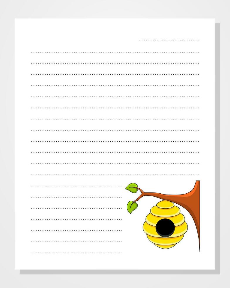 Sheet template for notebook, notepad, diary. Lined paper. With cute character. Cartoon style. Vector illustration.