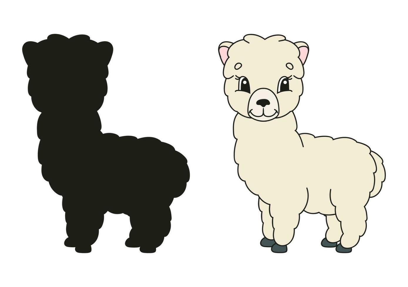 negro silueta alpaca. diseño elemento. vector ilustración aislado en blanco antecedentes. modelo para libros, pegatinas, carteles, tarjetas, ropa.