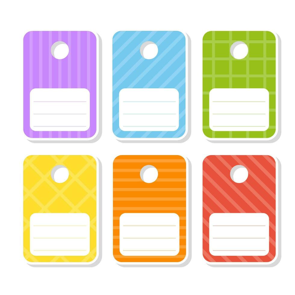 Gift tags. Bright stickers. Rectangular label. For holidays with space for your text. Color vector isolated illustration.