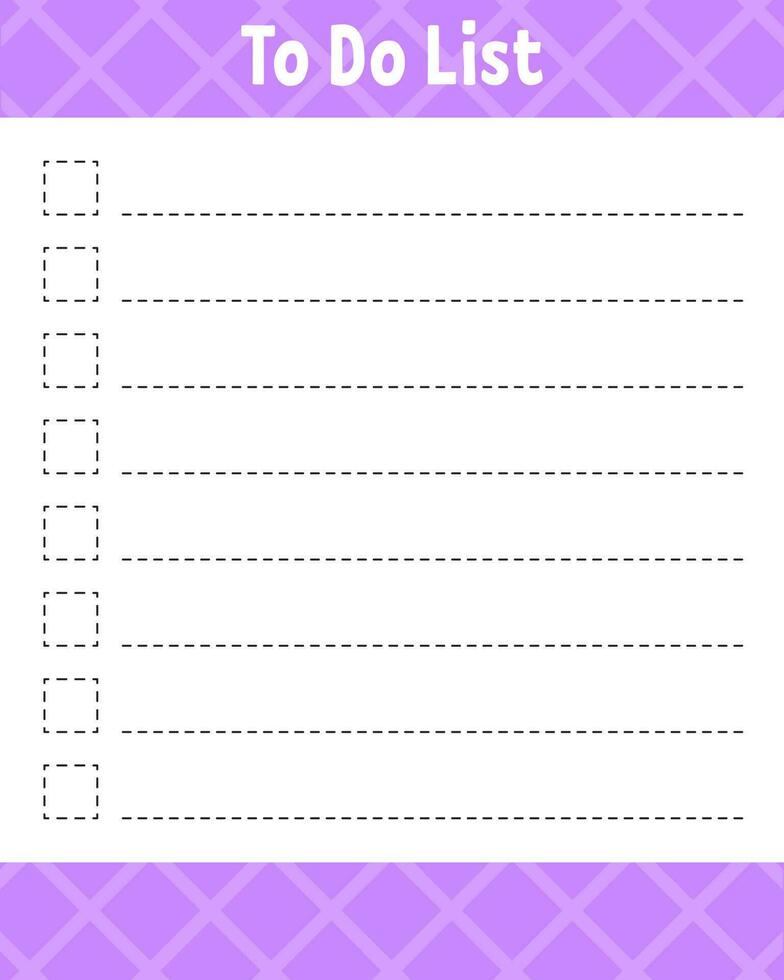 To do list. Printable template. Lined sheet. Handwriting paper. For diary, planner, checklist, wish list. . vector