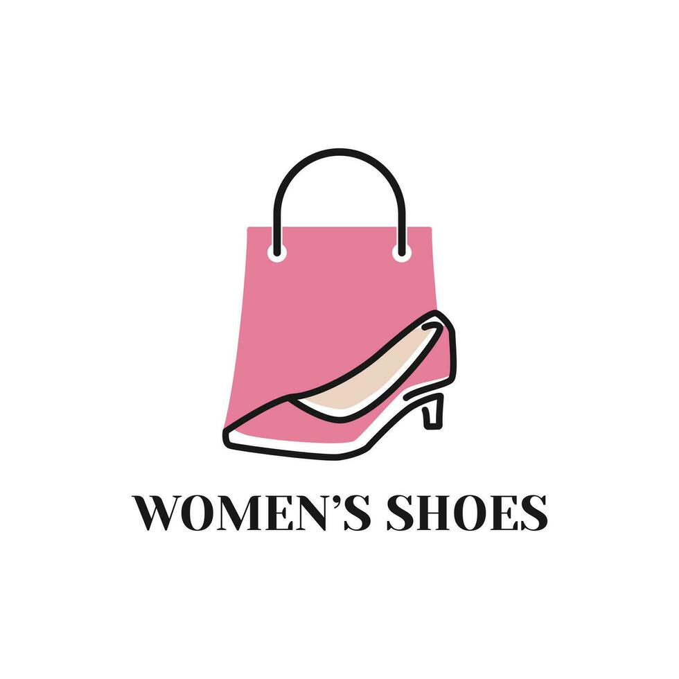 Woman shoes store logo template design vector