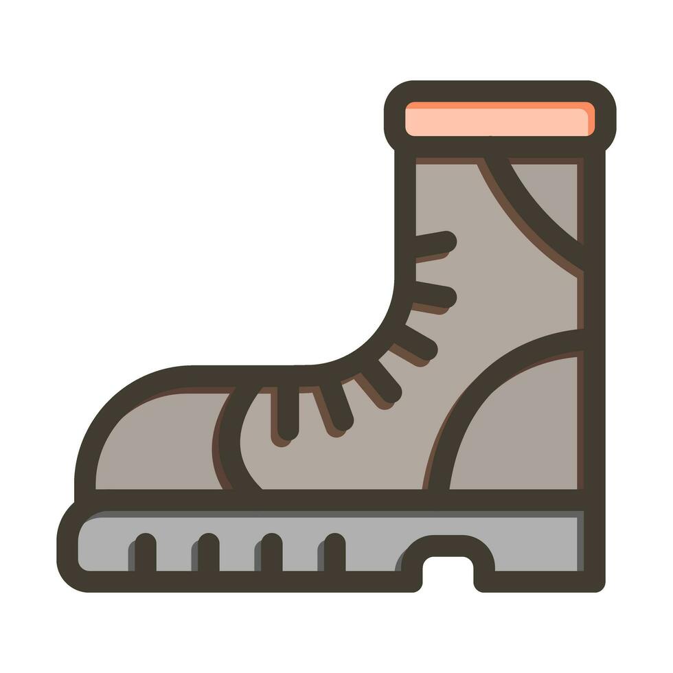 Boot Vector Thick Line Filled Colors Icon Design