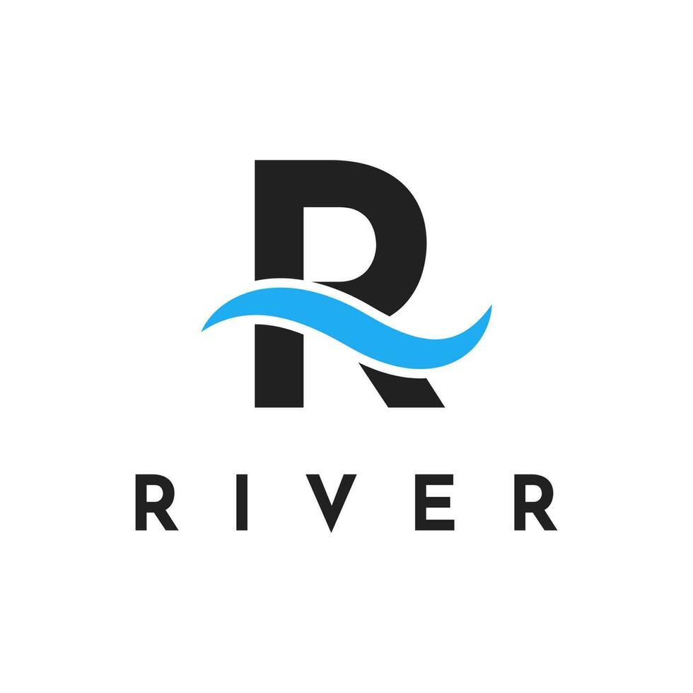 Modern R Letter River Logo Design Template vector