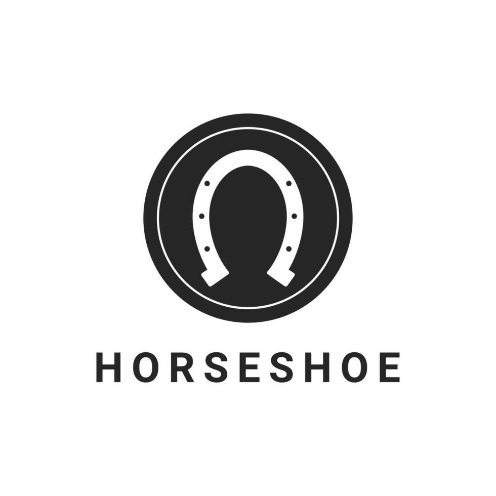 vintage emblem horse shoe circle logo design template vector