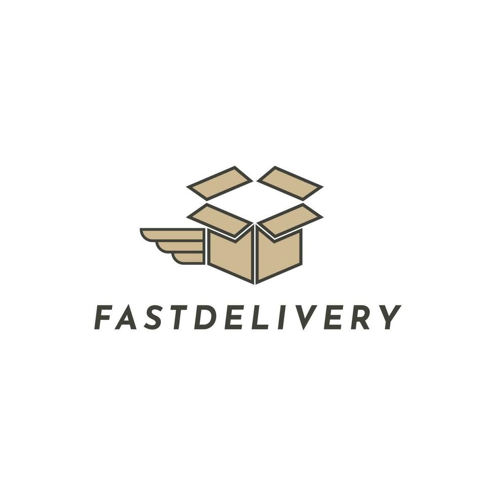 Delivery Logo Design Concept With Box Symbol and Wings vector