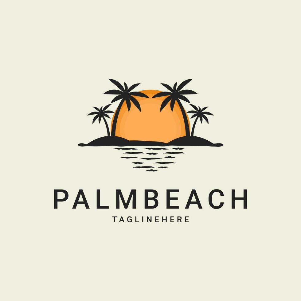 Palm tree modern logo design on the beach vector