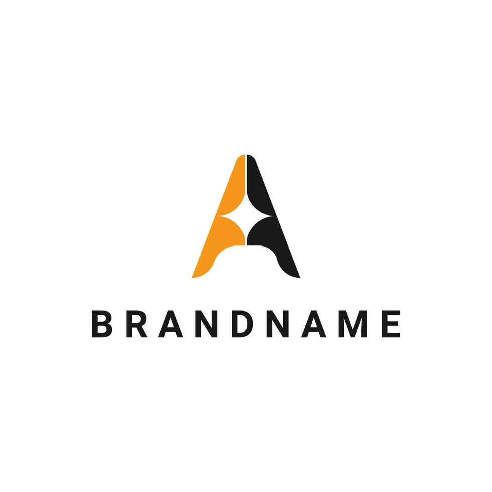 Letter A logo design, letter A with Star combination flat design logo vector