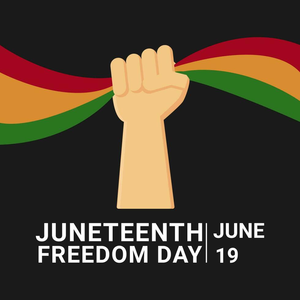 Juneteenth Freedom Day design template on black background, greeting card vector