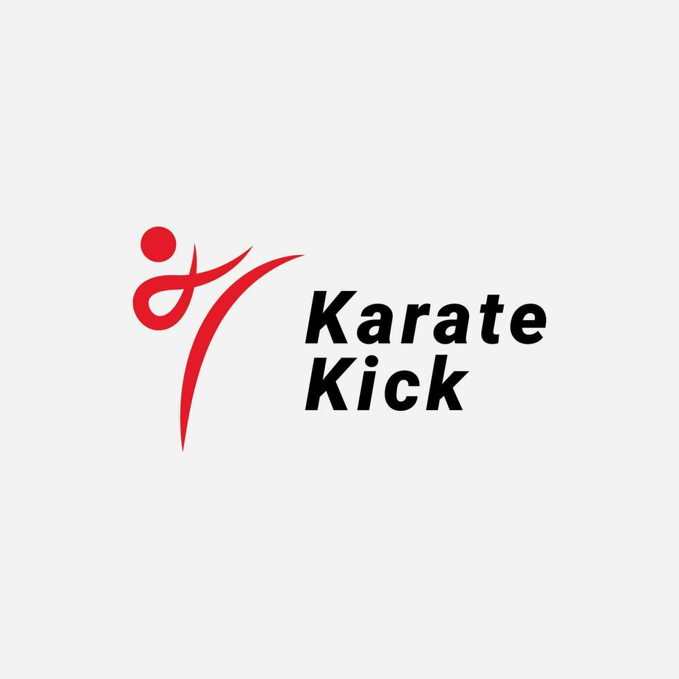Simple karate kick line logo design vector