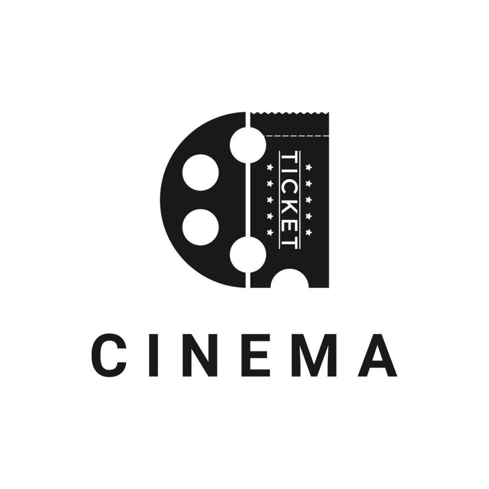 cine logo diseño concepto cine logo con boleto icono vector