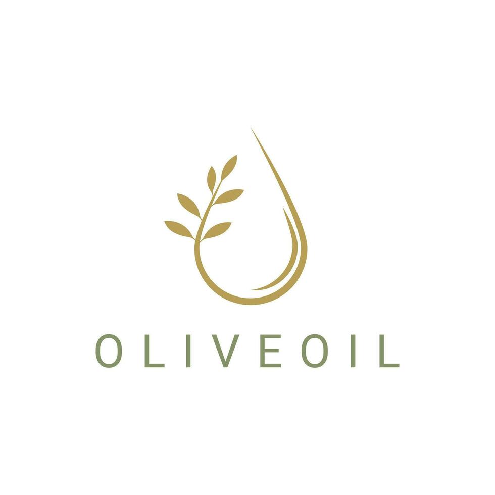 Olive Oil Droplet Water Drop with Flower Plant Leaf Beauty logo design vector