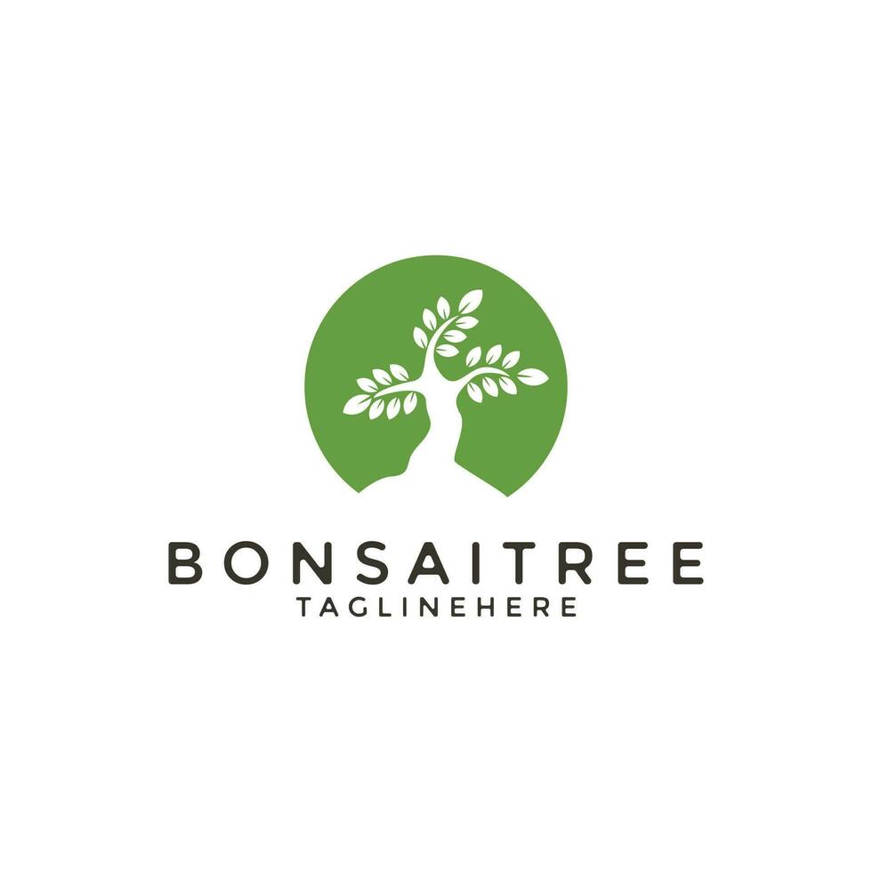 Bonsai Tree logo design silhouette icon vector