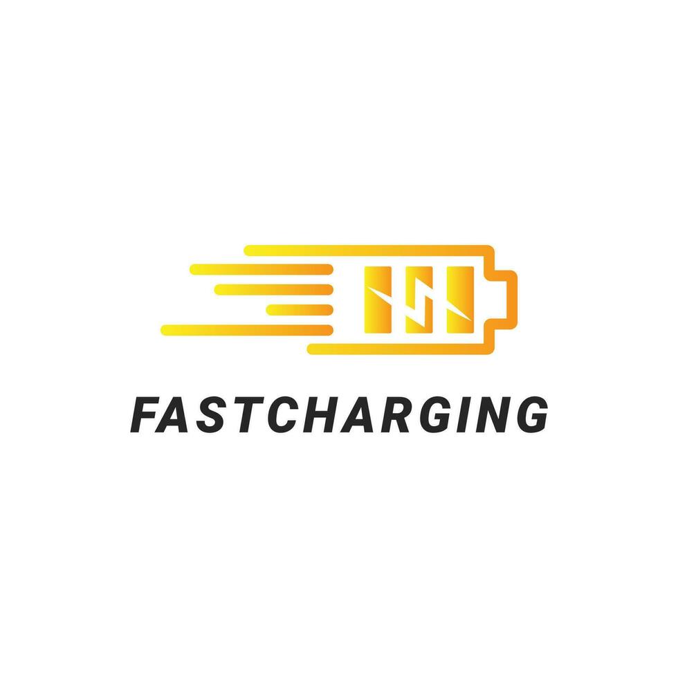 Fast charging battery status, Electric charge logo design gradient vector