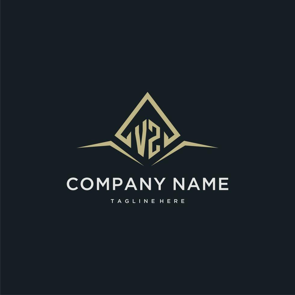 VZ initial monogram logo for real estate with polygon style vector
