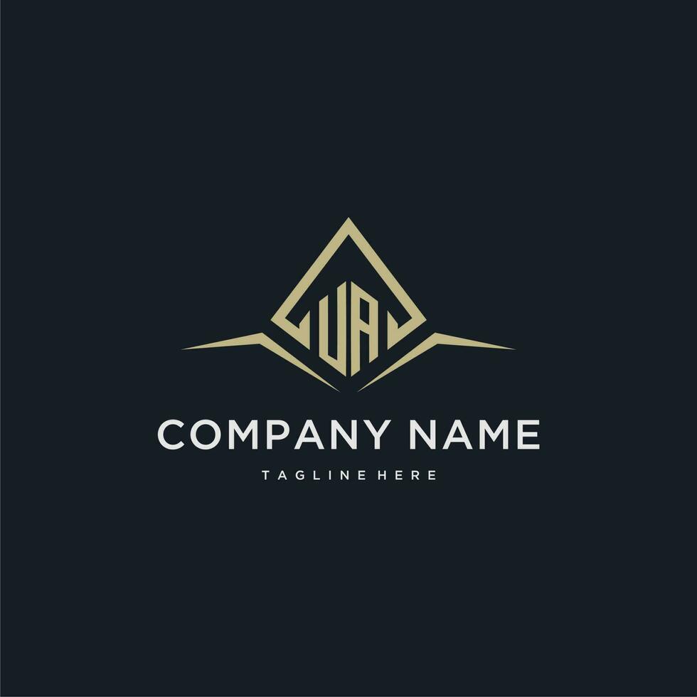 UA initial monogram logo for real estate with polygon style vector