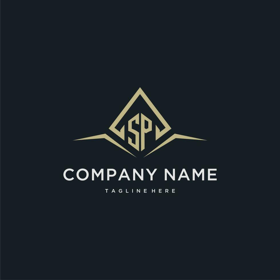 SP initial monogram logo for real estate with polygon style vector