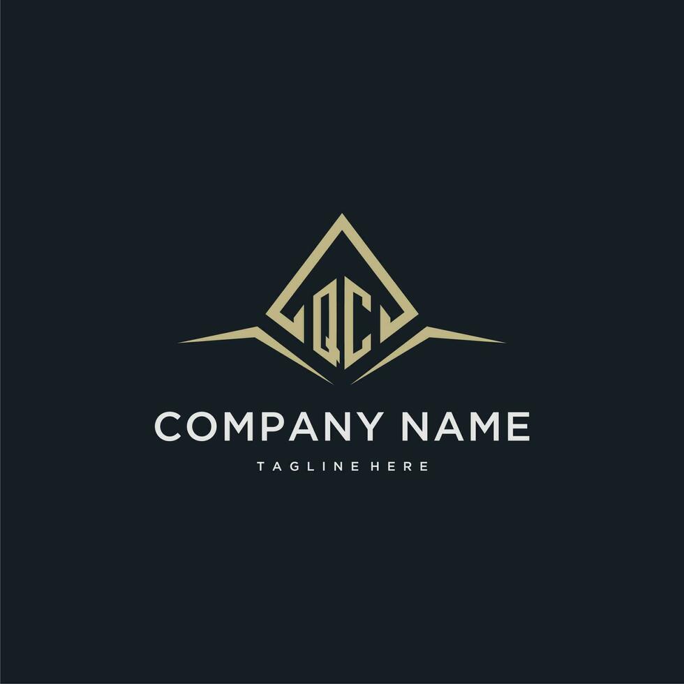 QC initial monogram logo for real estate with polygon style vector
