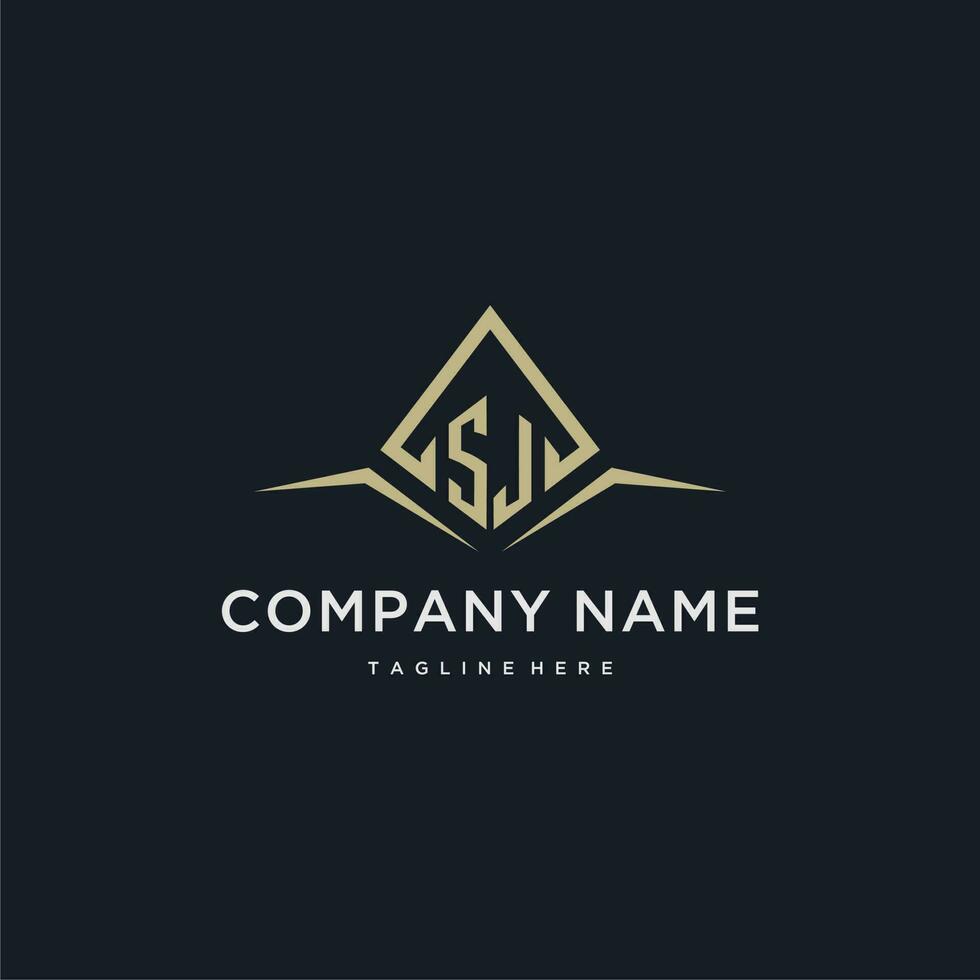 SJ initial monogram logo for real estate with polygon style vector