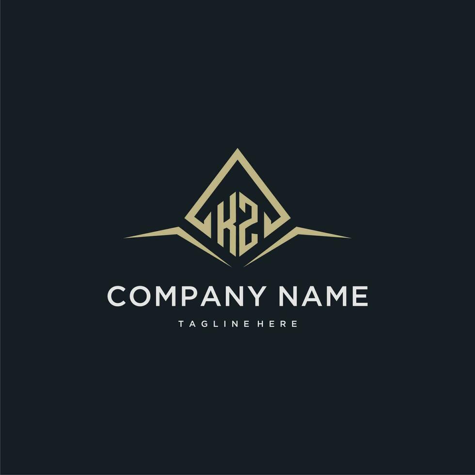 KZ initial monogram logo for real estate with polygon style vector