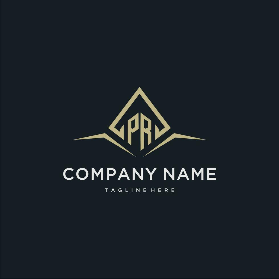 PR initial monogram logo for real estate with polygon style vector
