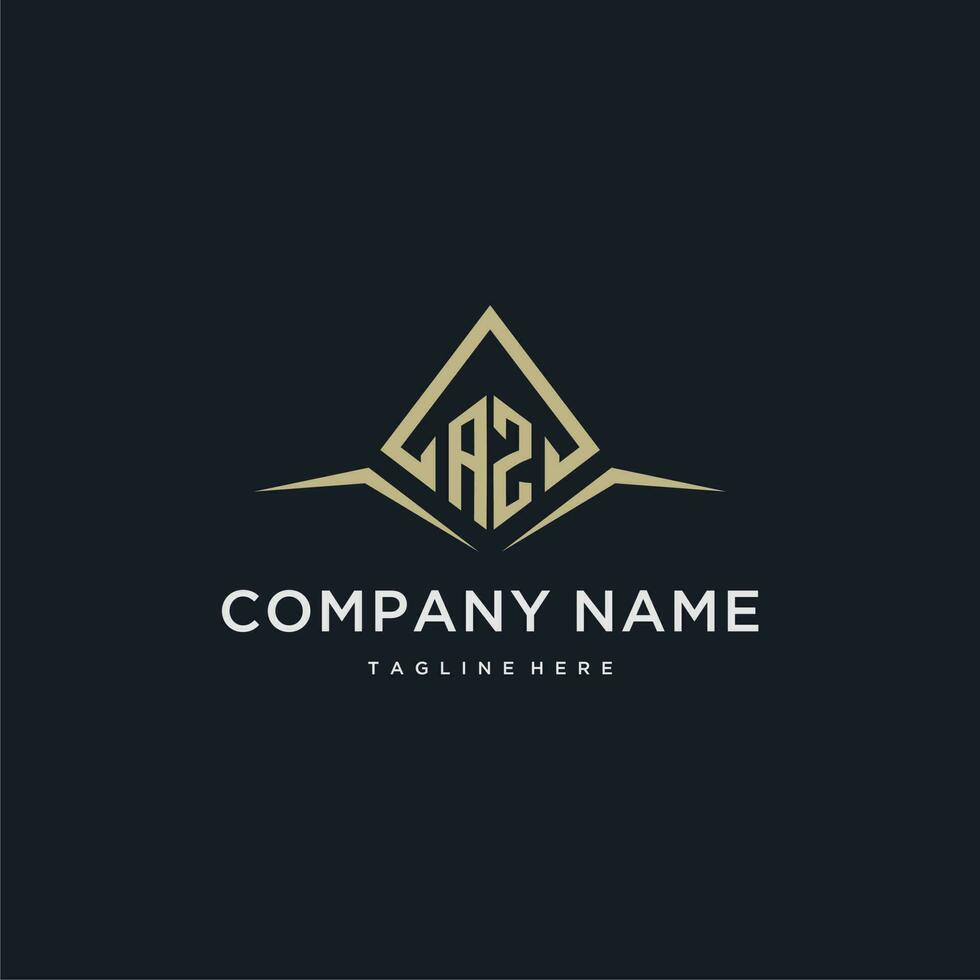 AZ initial monogram logo for real estate with polygon style vector