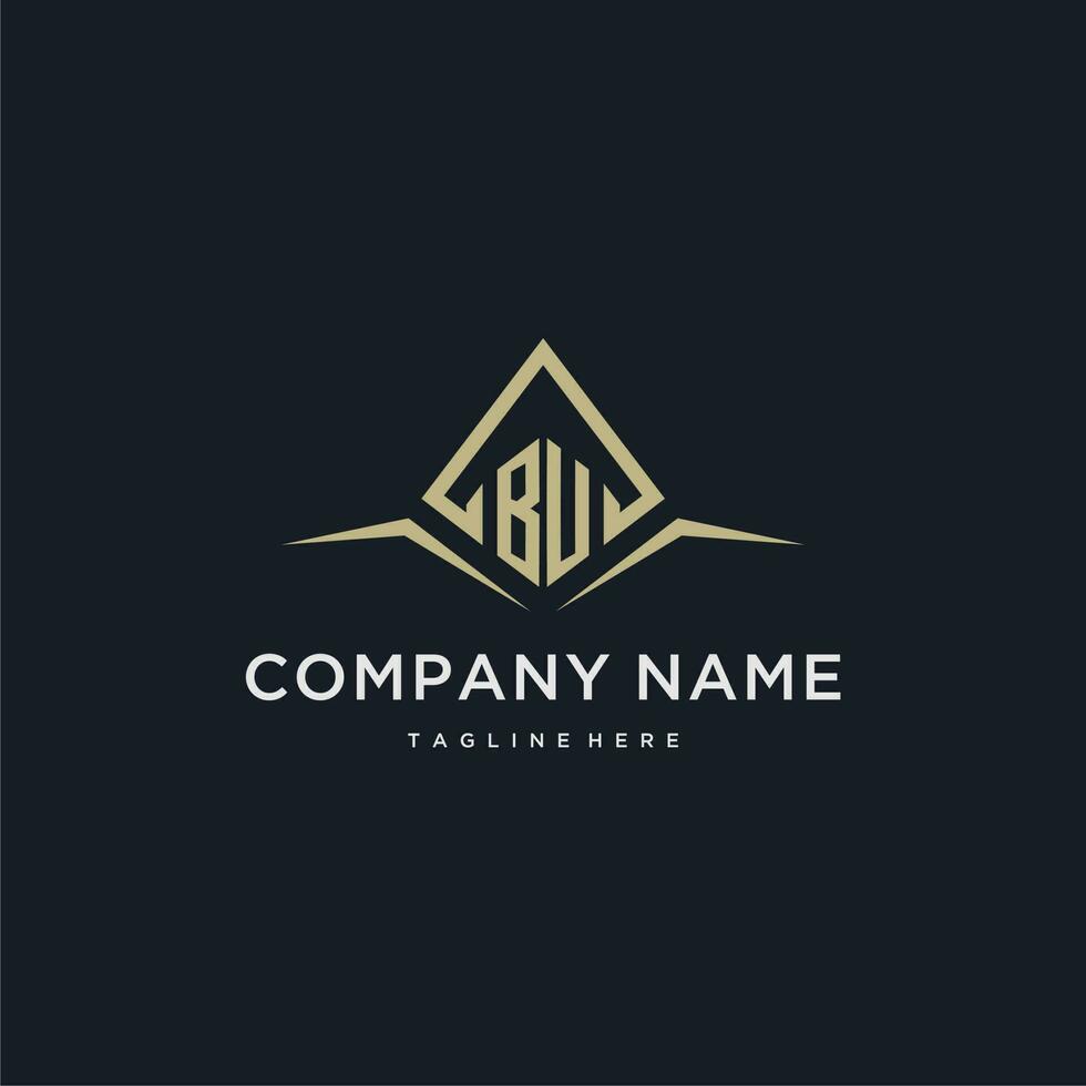 BU initial monogram logo for real estate with polygon style vector