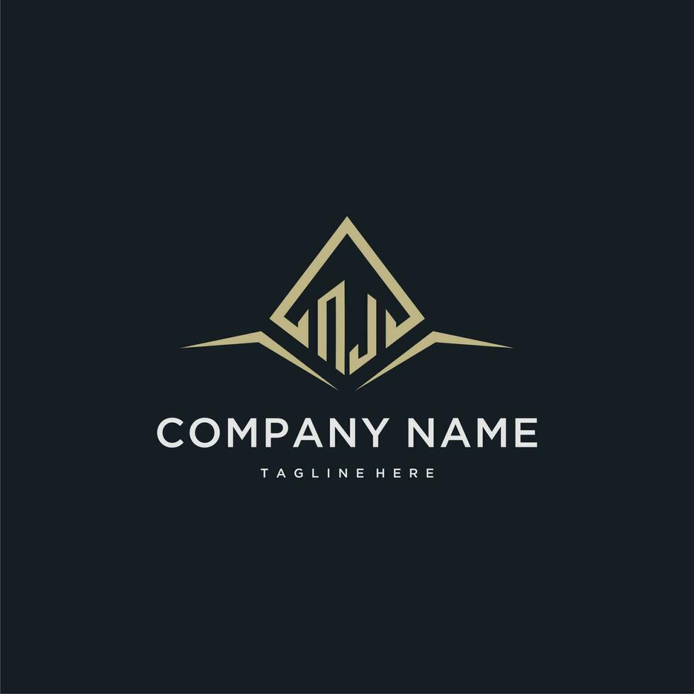 NJ initial monogram logo for real estate with polygon style vector