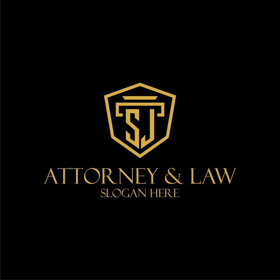 sj inicial monograma para bufete de abogados logo ideas con creativo polígono estilo diseño vector