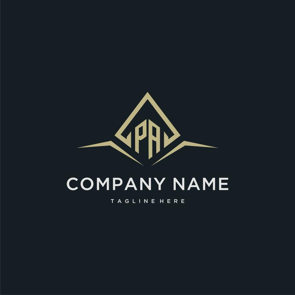 PA initial monogram logo for real estate with polygon style vector