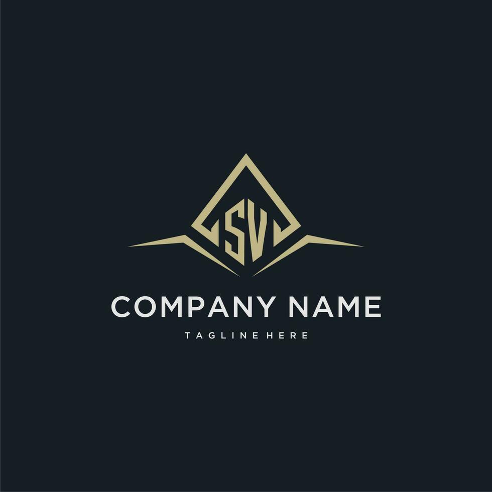 SV initial monogram logo for real estate with polygon style vector